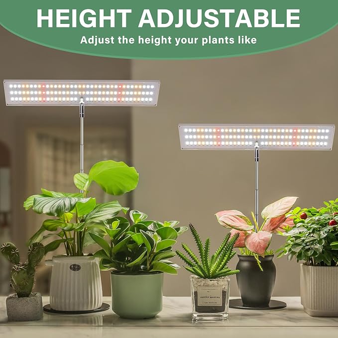LORDEM Grow Light for Indoor Plant Full Spectrum LED Plant Light Height Adjustable Growing Lamp with Auto On/Off Timer 4H/8H/12H 4 Dimmable Brightness Ideal for Home Desk Plant Lighting 2 Pack