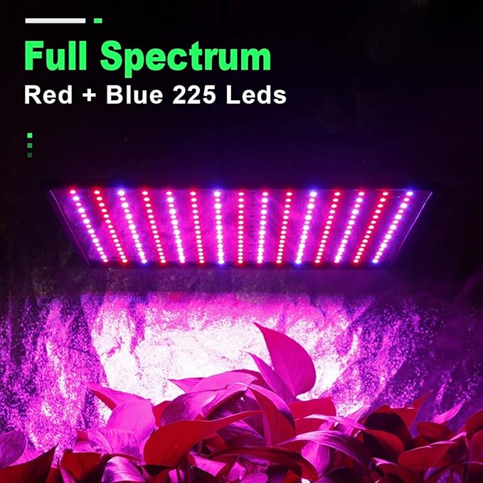 1000W Equivalent Grow Light with 225pcs LEDs 3x3 Ft Coverage Dimmable Plant Grow Light Full Spectrum for Indoor Plants Seeding Veg &amp Bloom1pcs