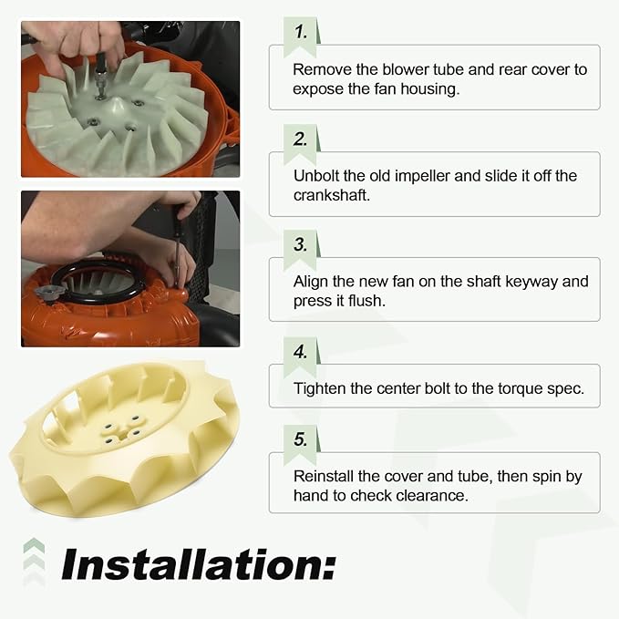 Impeller Fan Kit Compatible with Husqvarna 570BFS 570BTS 580BFS 580BTS RedMax EBZ6500 EBZ7500 EBZ8500 Backpack Blower Replace 576561501 589266101 536060201