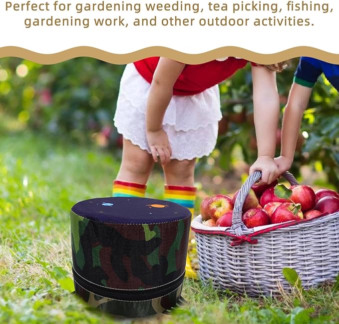 POPETPOP Portable Gardening Wearable Stool 18cm High Lightweight Foam Camping Footstool for Seniors Sturdy Farming Workseat with Camouflage Seat for Outdoor Garden and Travel Use Random