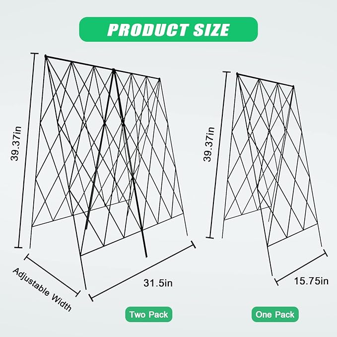 DoCred Cucumber Trellis 2 Pack Metal Foldable A Frame Garden Trellis for Raised Bed Climbing Plants Vegetables Includes Plant Support Clips Twist Ties Plastic Ties A Frame Trellis Black
