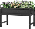 HDPE Raised Garden Bed with Legs Outdoor All-Weather Elevated Planter Box Raised Beds for Seeds Herb Flower Vegetable (Black)