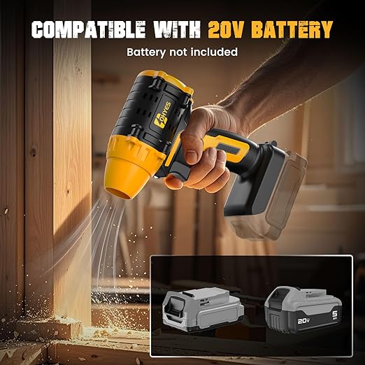 ohyes Air Duster 380W Brushless High-Speed Motor 100000RPM Fit for DeWALT 20v Max Battery Variable Speed Turbo Jet Fan for Jobsite &amp Workshop(Battery not Included)