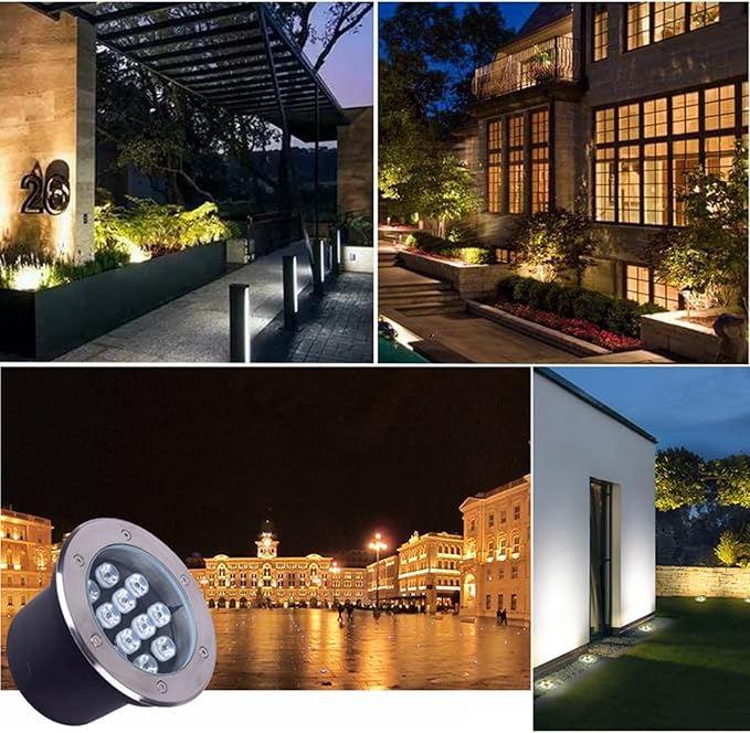 Recessed Ground Light Garden Buried Lights IP66 Waterproof Embedded Round Spotlight AC85-110V Outdoor Underground Light for Pathway Driveway Deck Patio Yard Landscape Light