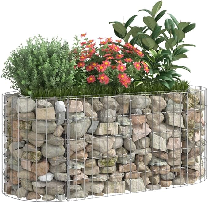 Gabion Raised Bed Galvanized IronRaised Flower BedsGardening PlantersMultifunctional Raised BedPlant Privacy FenceGreenhouse Planterfor GardensPatiosalconiesTerraces47.2x19.7x19.7