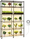 VEVOR Plant Shelf with Grow Light 6-Tier Double-Row Plant Stand 71in Tall Indoor Plants Display Rack with Wheels &amp Timer 200W Full Spectrum Grow Lights Metal Flower Pot Holder for Seed Startin