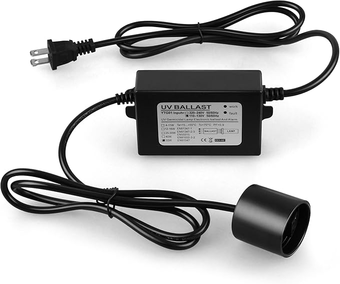 100-120V 55W Electronic Ballast for 12GPM UV Water Sterilizer 4-Prong Lamp Connection with Indicator Lights