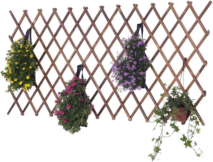 Expandable Garden Trellis Support for Climbing Plants Wooden Lattice Fence Wall Panel Lattice Panels for Outside for Climbing Plants Vine Ivy Rose Cucumbers Clematis(98 * 25cm)