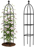 Lancisism 100% Metal Trellis for Climbing Plants Outdoor - Garden Metal Obelisk Trellis Vertical Plant Support for Climbing Vines &amp Flowers - Sturdy Steel Arch Trellis for Potted Plants Indoor Bla