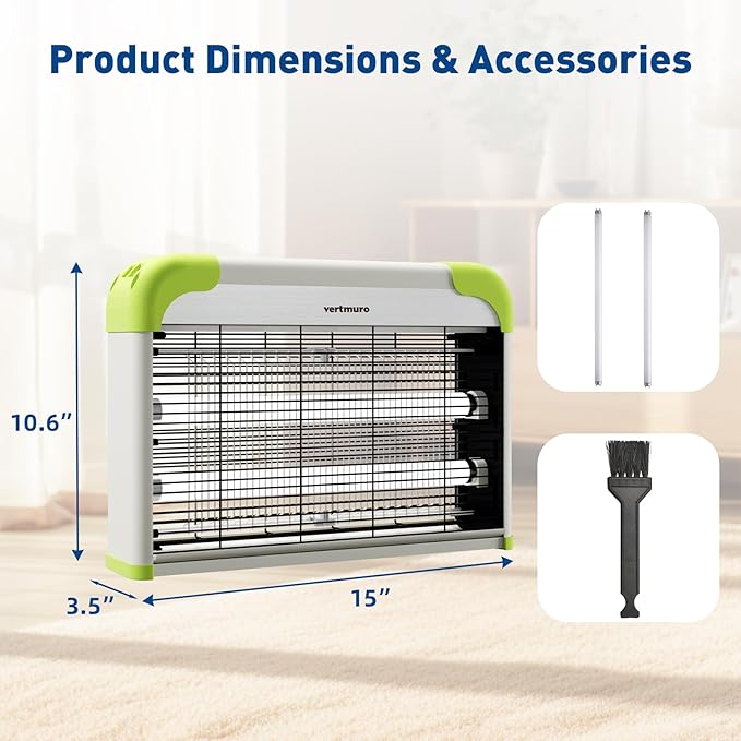 20W Electric Bug Zapper Indoor Fly Insect Killer with 3000V Grid UV Light Mosquito Gnat Zapper w 2 Replacement Bulbs for Home Kitchen Restaurant Garage