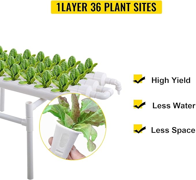 Hydroponic Growing Pipe Kit 36/54/72/90/108 Holes Sites 1 Layers to 4 Layers Planting Sites Grow Box Water Culture System (Color : 1F 6Pipes 54 Sites) (4f 8pipes 72 Sites)