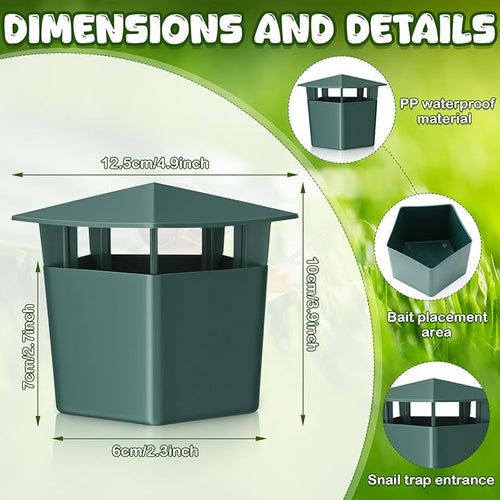 10 Pack Slug Snail Traps for Garden Reusable Beer Bait Snail Catchers with Pentagonal Lid Plastic Slug Houses for Outdoor Garden Vegetable Beds Farm(Green)