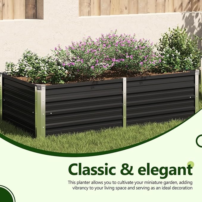 vidaXL Garden Raised Bed Galvanised Steel Rectangular Garden Planter for Flowers and Planters Raised Bed Weather-Resistant Anthracite 63x31.5x17.7
