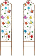 2 Pack Garden Trellis for Climbing Plants Outdoor Metal Arch Trellis for Climbing Vines Plants Support 60'' H x 11'' W Butterfly