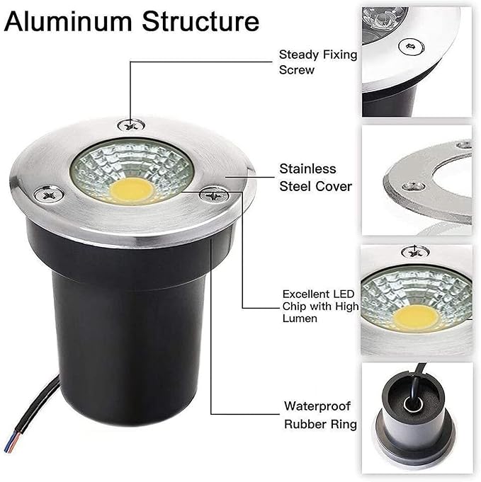 4 Pack LED Landscape Lights - 5W COB Waterproof Outdoor Recessed Spotlights Low Voltage Round Garden Lights for Patios Lawns Driveways &amp Decks (IP67 Blue AC85-265V)