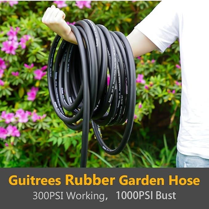 Leader Garden Hose 15ft x 3/4 Heavy Duty Short Water Hose Female to Female Fittings Five Layered Braiding for Durability 1000PSI Burst 300PSI Working (Black)