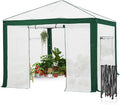 EAGLE PEAK 10x10 Portable Walk in Greenhouse with Polyester Reinforced Corners Instant Pop up Indoor Outdoor Gardening Green House Roll Up Zipper Entry Doors and Mesh Windows Green/White