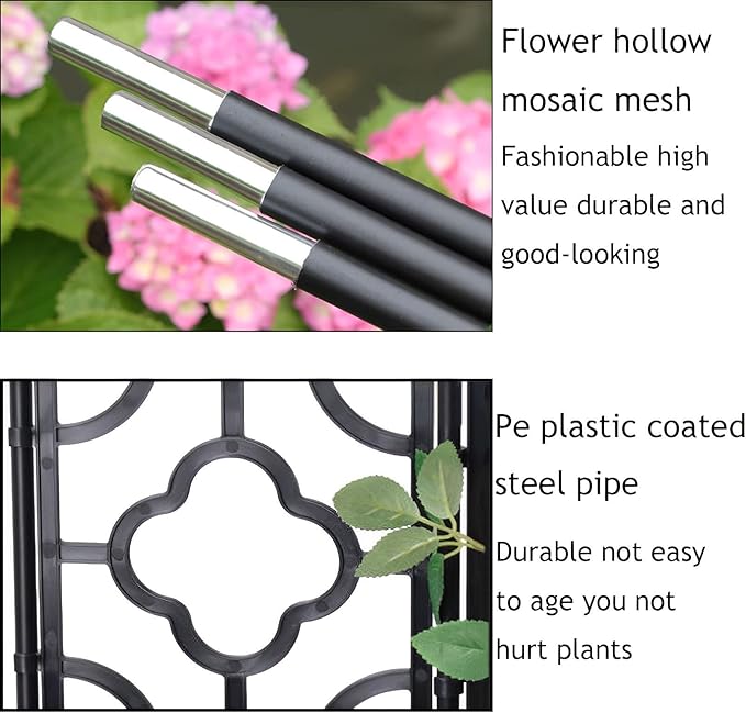 PE Plastic Coated Garden Trellis Climbing Plant Fence Plant Support Frame Vertical Decorative Privacy Screen Rose Decorative Trellis Screen Plant Trellis (Color : Black Size : 220x64cm)