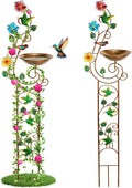 57” Bird Bath with Garden Trellis for Climbing Plants Outdoor Small Decorative Trellises Metal Birdbath Bird Baths 1 Piece (Hummingbird)