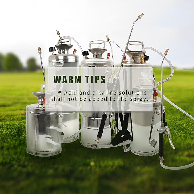 HOSTIC 3.5 Gallon Stainless Steel Sprayer Hand Pump Sprayer with Pressure Gauge Valve Adjustable Nozzle for Gardening Lawn and Cleaning