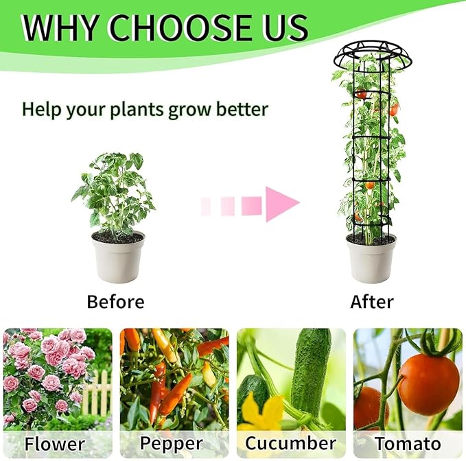 Garden Trellis - Mushroom Top Trellis | Plant Trellis for Potted Plants | Flower Vegetables Cage Rack | Small Tower Obelisk | Plant Stake for Flower | Plant Trellis Support for Potted Houseplant Vine