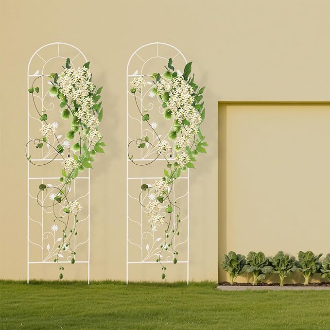 2 Pack 20.08×82.68in Rustic Iron Garden Trellis – Weather-Resistant Plant Support for Outdoor Climbing Vines Flowers &amp Vegetables