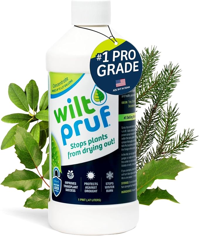 Wilt-Pruf® Concentrate | Protect Against Winter Damage Drought and Stress | Just Spray &amp Let Dry | Locks in Moisture w/Clear Foliar Film | Professional-Grade &amp Trusted | Replaces Burlap | (1