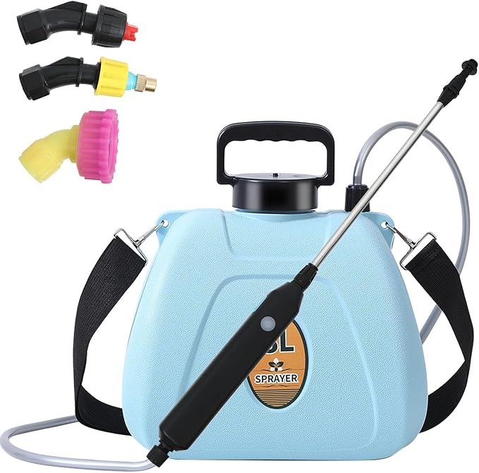 Battery Powered Sprayer 2 Gallon Electric Garden Sprayer with 3 Copper Nozzles 4 Spray Modes Type-C Rechargeable 30-60cm Retractable Wand Shoulder Strap for Lawn &amp Garden