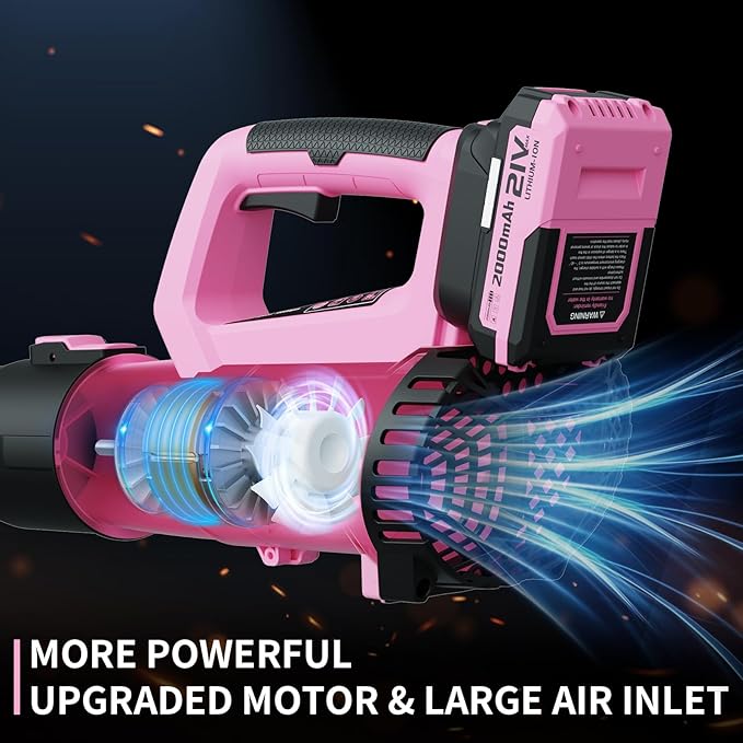 LEAPUL Leaf Blower Cordless 21V Electric Leaf Blower with 2×2.0Ah Batteries &amp 1 Fast Charger Lightweight Battery Powered Blower for Lawn Care Patio Cleaning