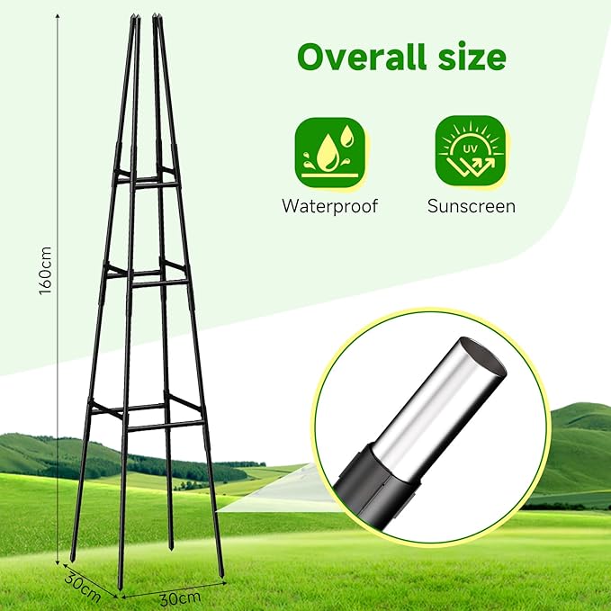 2 Pack Garden Obelisk Trellis for Climbing Plants Outdoor Indoor Pots Plant Trellis for Climbing Plant Support for Climbing Plants Garden Trellis for Indoor Potted Plants Vines Climbing Rose