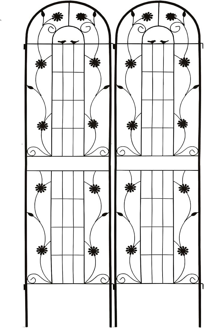 2 Pack 71 x 19.7 Rustproof Metal Garden Trellis for Climbing Plants - Black Powder Coated Outdoor Flower Support Easy to Assemble Sturdy &amp Durable (Black 19.69×86.61 inches.)