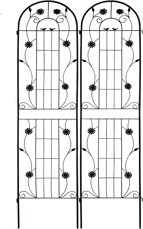 2 Pack 71 x 19.7 Rustproof Metal Garden Trellis for Climbing Plants - Black Powder Coated Outdoor Flower Support Easy to Assemble Sturdy &amp Durable (Black 19.69×86.61 inches.)