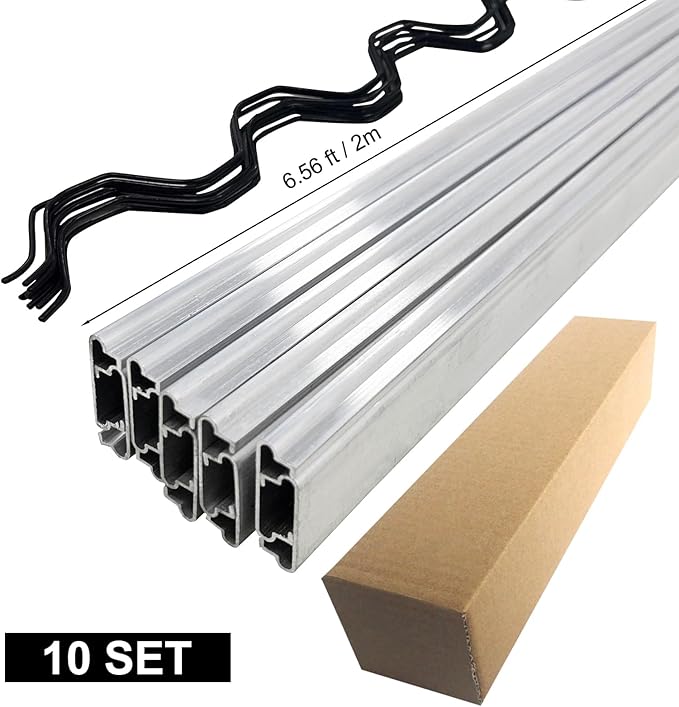 10-Pack Greenhouse Wiggle Wire &amp Lock Channel Kit (6.6ft) - PVC-Coated Spring Wire with Aluminum Track for Plastic Film Garden Greenhouse Repair Hardware &amp Insulation Accessories