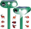 Solar Animal Repellent Outdoor&ampCat Repellent Outdoor Squirrel Deer Repellent Devices Coyote Raccoon Rabbit Deterrents with LED Waterproof Cat Deterrent for Garden Yard 2 Pack