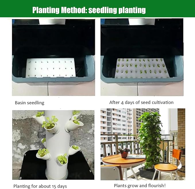 Hydroponic Growing System Kit30-Plants Indoor Vertical Tower Garden Kitsmart Germination Kit Vegetable with Pump for Herbs Fruits and Vegetables(30 Holes White)