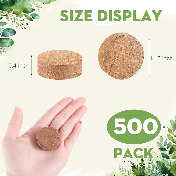 Sasylvia 500 Pcs (30mm) Compressed Coconut Coir Fiber Potting Soil Expanding Organic Coconut Coir Pellet Fiber Soil for Potted Plants Succulents Agricultural Cultivation Home Planting