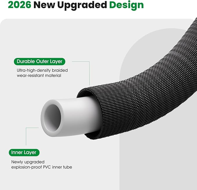 Garden Hose 50FT Non-Expanding Water Hose Ultra Lightweight Kink-Free Burst-Resistant Lead-Free Durable &amp Flexible High-Pressure Hose for Yard Lawn Outdoor Car Washing