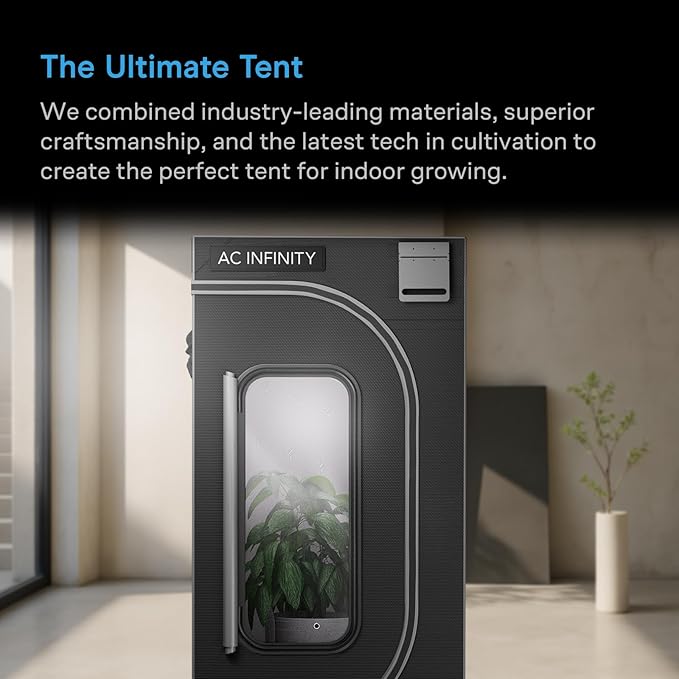 AC Infinity CLOUDLAB 894 Advance Grow Tent 8x4 Thickest 1 Poles 2000D Mylar Canvas Lab-Tested Highest Reflectivity Largest Zipper Window Controller Mount Plate 96 x 48 x 80 Indoor Growing