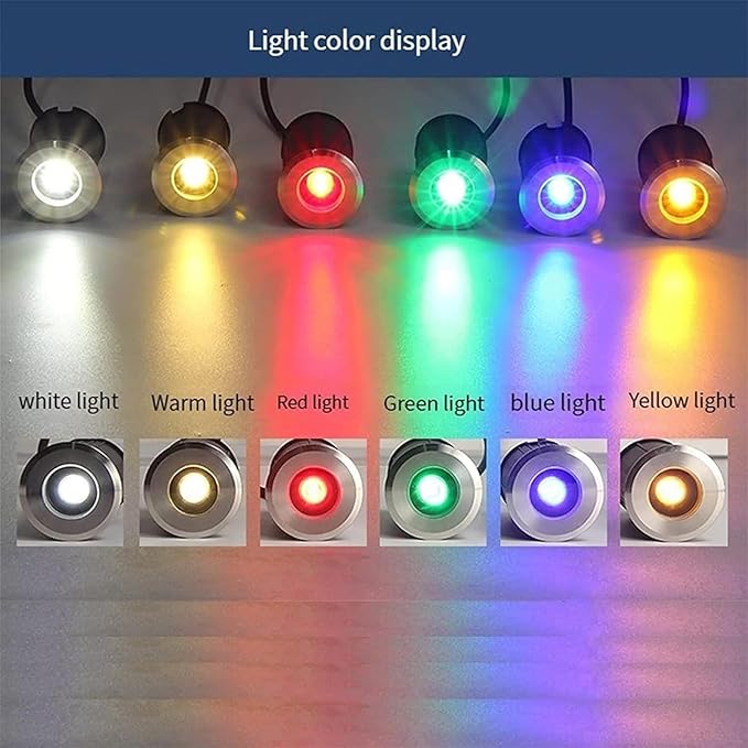 Outdoor Recessed Spotlight LED Light - 1W Waterproof Round Landscape Light with 30° Beam Angle Ideal for Stairs Decks Gardens and Swimming Pools