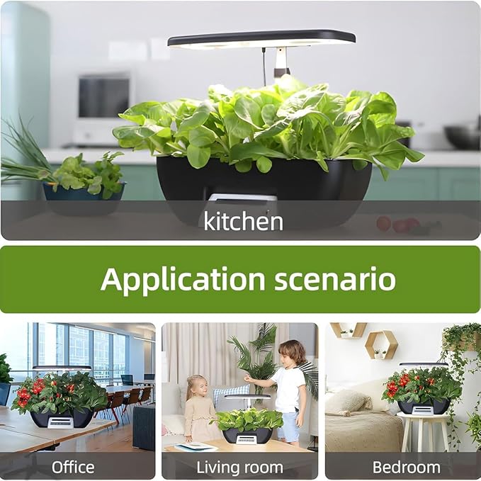 Herb Garden Kit17 Pods Hydroponics Growing System with 28W Full-Spectrum Grow Lights &amp 2 Fans Indoor Garden with Water Pump 10L Water Tank Auto Timer Height Adjustable
