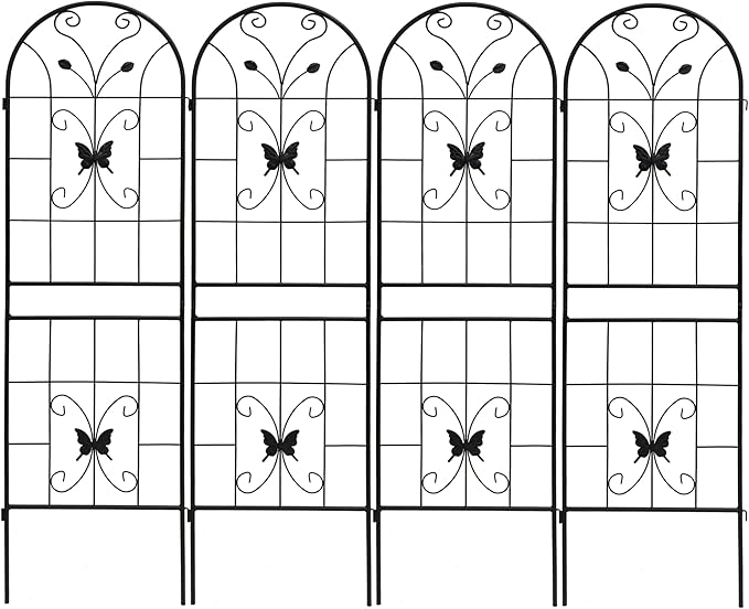 2 Pack Metal Garden Trellis 71 High x 19.7 Wide Rustproof Outdoor Plant Support Black Powder Coated Iron Trellis for Vines Vegetables &amp Flowers