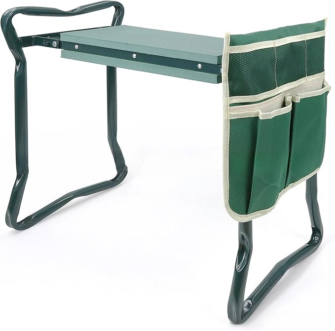 Garden Kneeler Seat with Tool Pouch Foldable Kneeling Pad Non-Slip