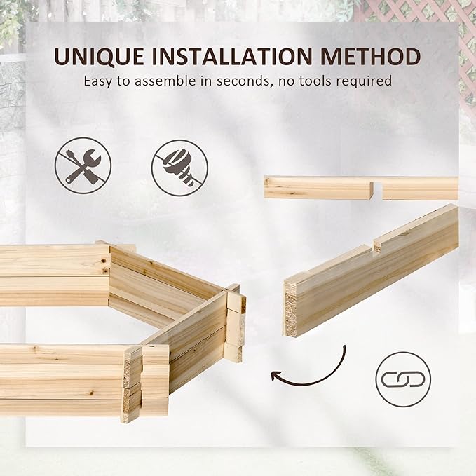 Wooden Raised Garden Bed Hexagon Screwless for Outdoor Plants Vegetables Flowers Herbs 39 x 36 x 6 Natural Wood