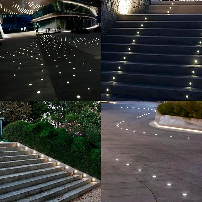 203 LED Underground Lamp 1W DC12-24V IP67 Low-Voltage Recessed Type Stainless Steel 304 Cover Suitable for Outdoor Grounds Decks Squares Parks Courtyards (3000K 6P-A)