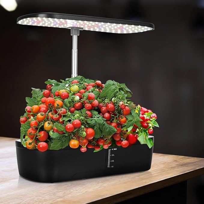 Indoor Herb Garden Kit Hydroponic Plant Growing System with 12 Pots Led Grow Lights for Germination Perfect for Home Small Apartment