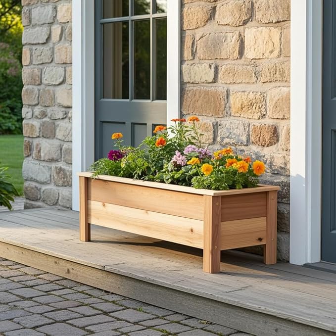 Cedar Raised Garden Bed Planter Box with Legs – Heavy Duty Outdoor Wooden Planter for Vegetables &amp Flowers No Bending Elevated Design Custom Size Handmade in USA (18in x 15.5in x 16in)