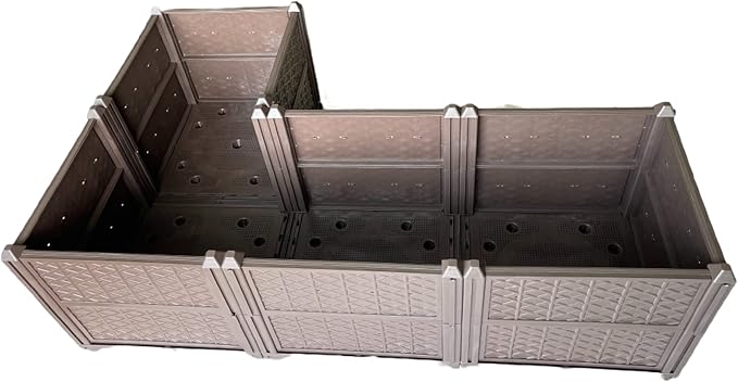 Generic Rectangular Raised Garden Bed Kit Indoor Outdoor Plastic Planter Grow Box for Fresh Vegetables Herbs Flowers Succulents Brown 61.41'' x 15.35'' x 14.17''