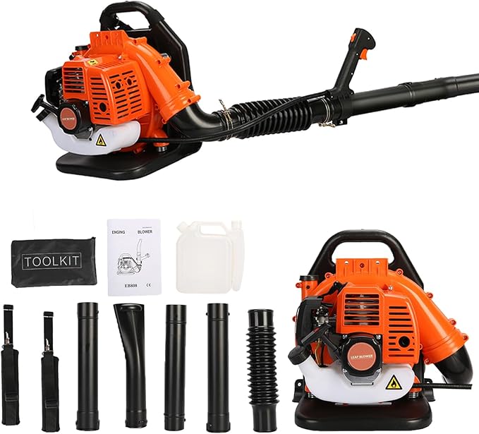 Backpack Gas Powered Leaf Blower 52CC 550CFM 2-Stroke Grass Lawn Blower Air Cooling Gasoline Backpack Grass Blowers with Air-Cooled Snow Blowers for Garden Care