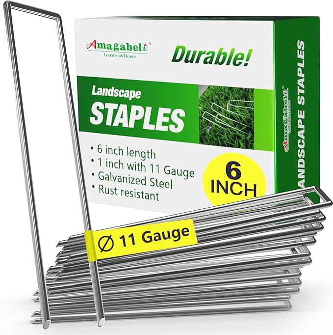 500 Pack Galvanized Landscape Staples 6 Inch 11 Gauge + 3ft x 50ft Weed Barrier Landscape Fabric