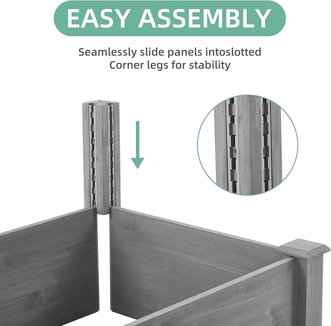 Over Ground Raised Garden Bed 96x28x10'' Large Long Planter Box for Outdoor Tool Free Assembly